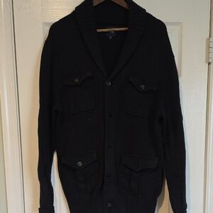 GAP Blue Cardigan Sweater Knitted Texture